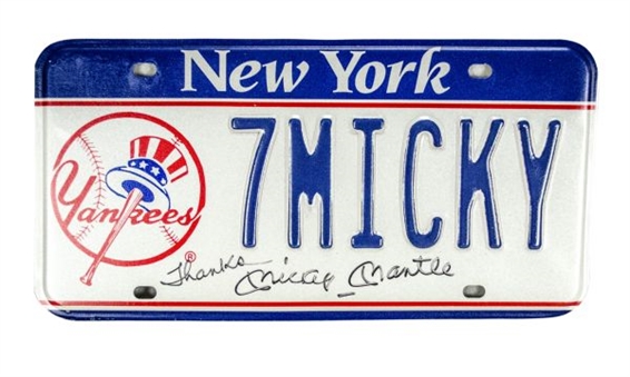 Mickey Mantle Signed License Plate (Upper Deck Authenticated)